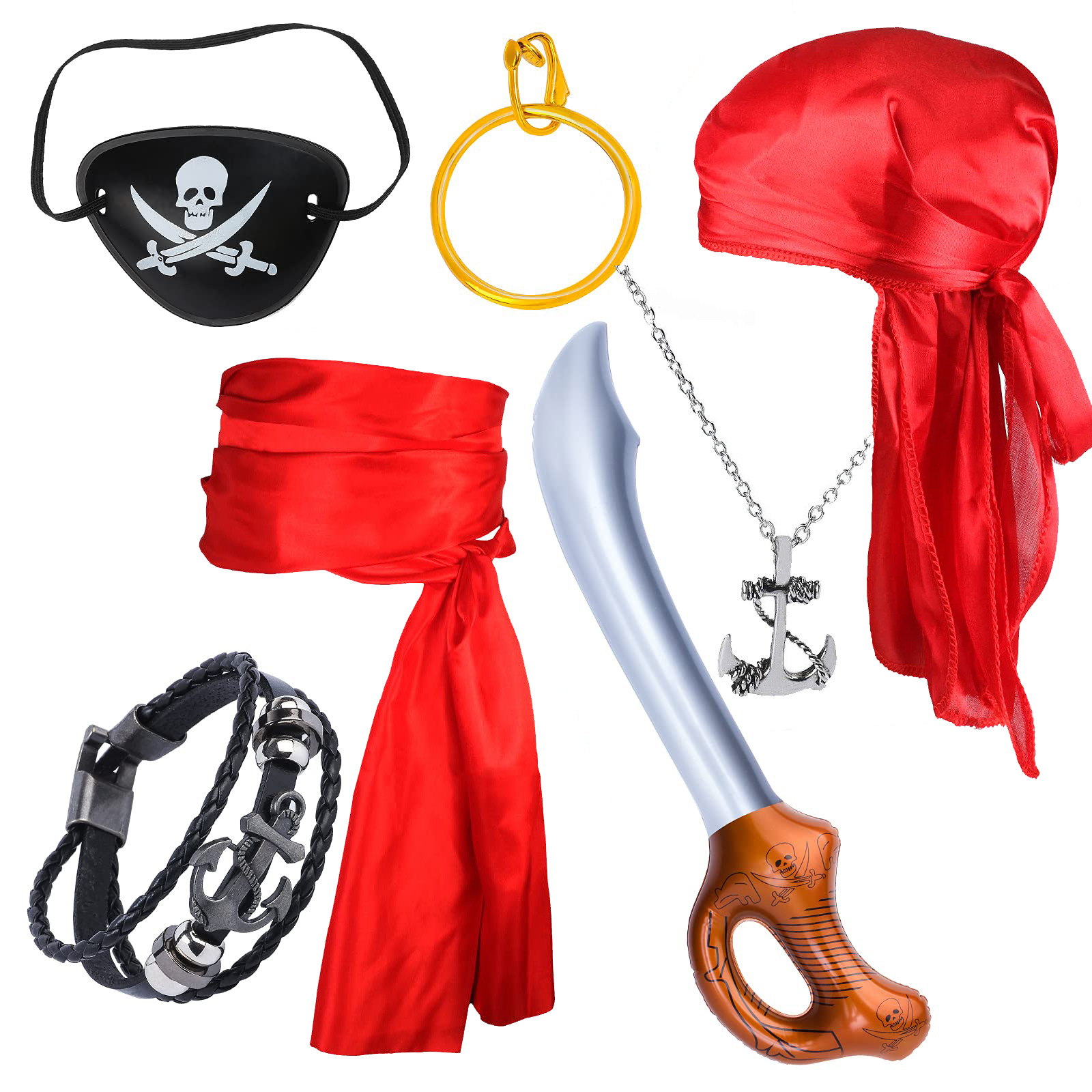 Pirate turban waist scarf Red Party combination props Halloween children holiday dress costume accessories