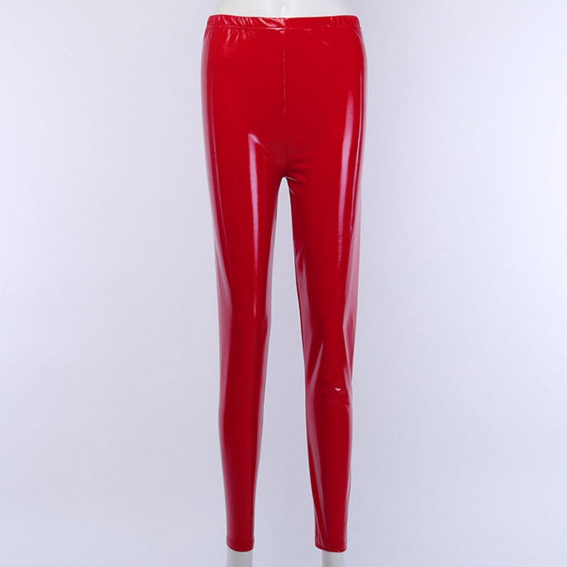 European and American popular bright bright mirror imitation leather thin tight elastic patent leather PU reflective mirror cropped sexy leather pants