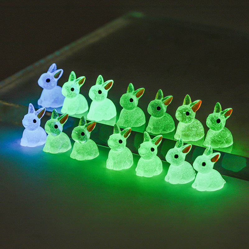 Luminous doll pendant-small ears rabbit Moss micro landscape ornaments creative ornaments jewelry resin technology