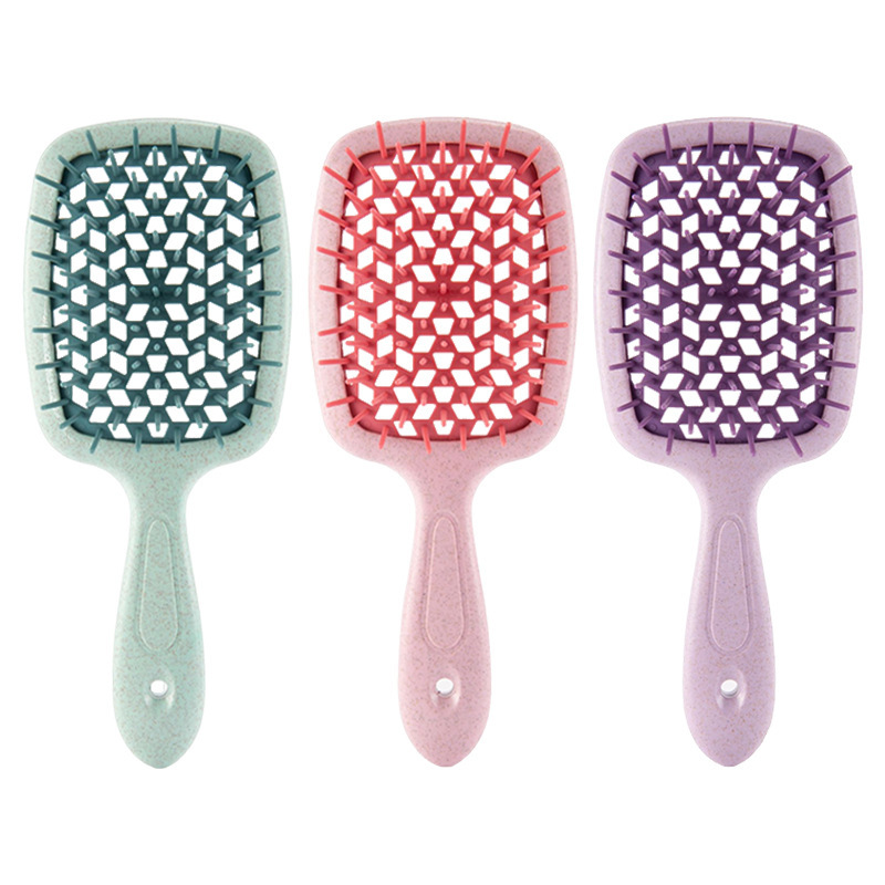 Cross-border Wheat Straw Hollow Comb Women's Long Hair Hollow Home Style Comb Hairdressing Comb Mesh Color Straight Hair