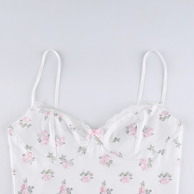 Sexy lingerie small floral contrast color lace stitching sexy low-cut pure desire style sling sheath sexy pure desire style_voghion.com