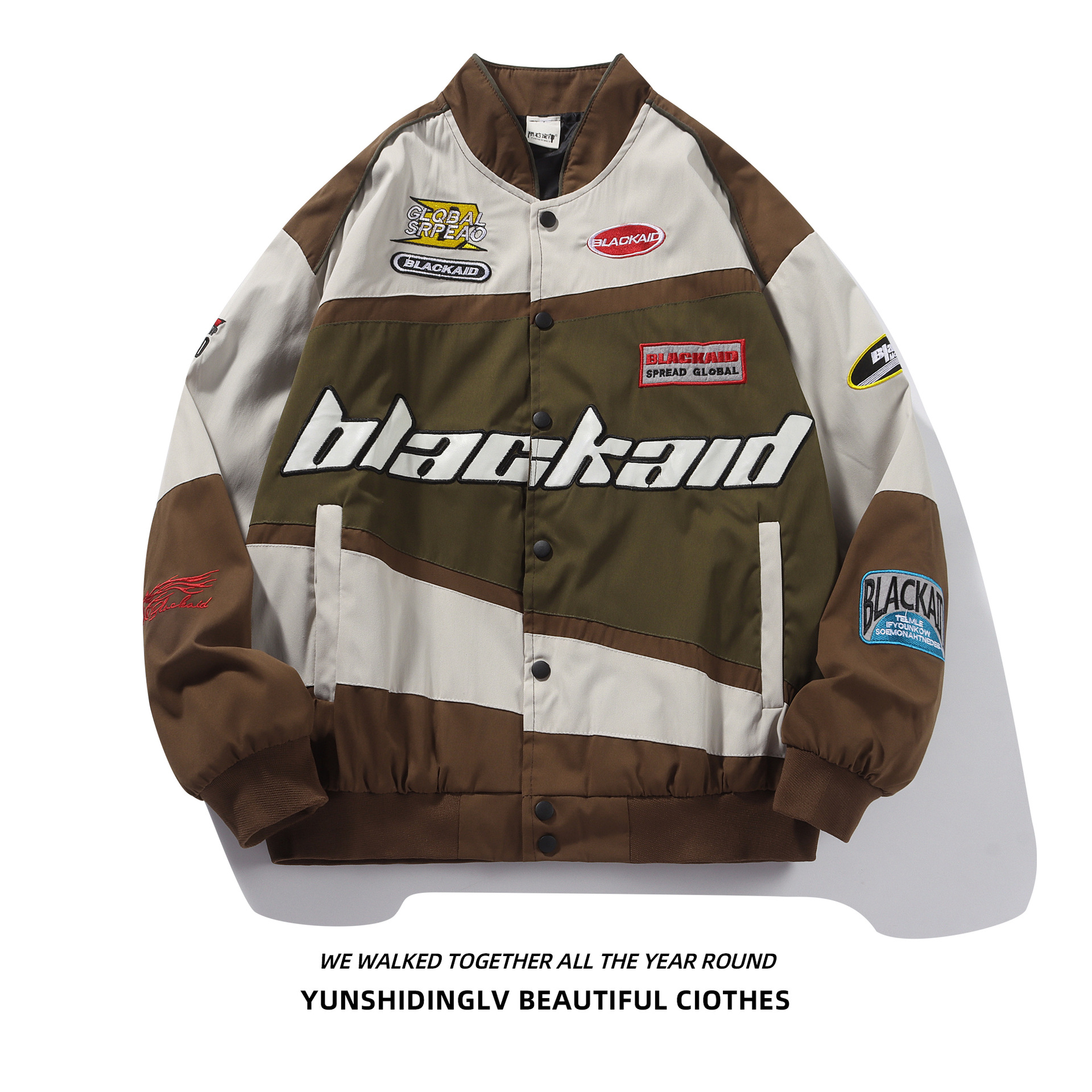 American-style fully embroidered vintage racing jacket men's and women's European and American I fashion brand fried street motorcycle jacket autumn and winter baseball uniform