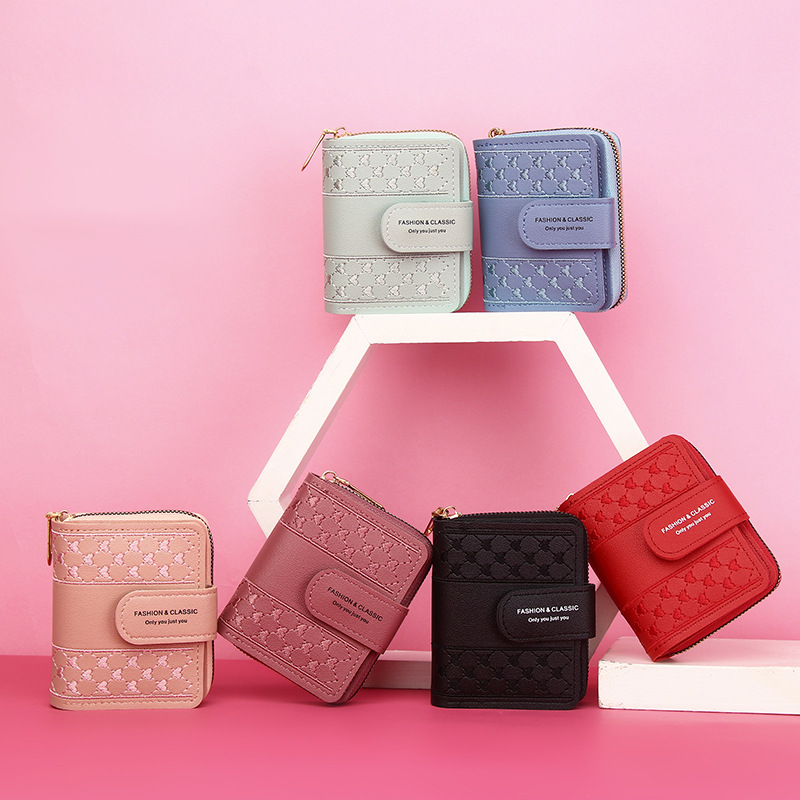 2022 New Women's Wallet Short Zipper Large Capacity Coin Purse All-match Love Color Clutch Card Bag
