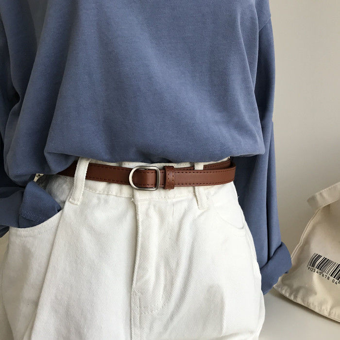 New Belt Women's Vintage Fashion All-match Dress Jeans Decorative Belt Smooth Buckle Korean Women's Thin Belt