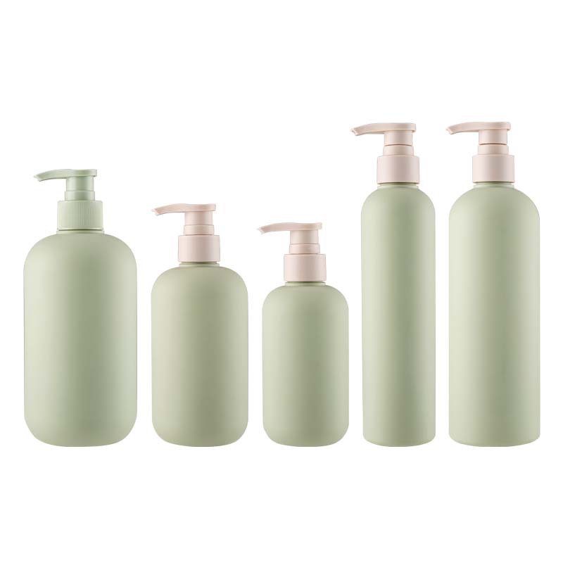 In Stock 200 ml300ml500ml green round shoulder body lotion bottle packing press shampoo bath