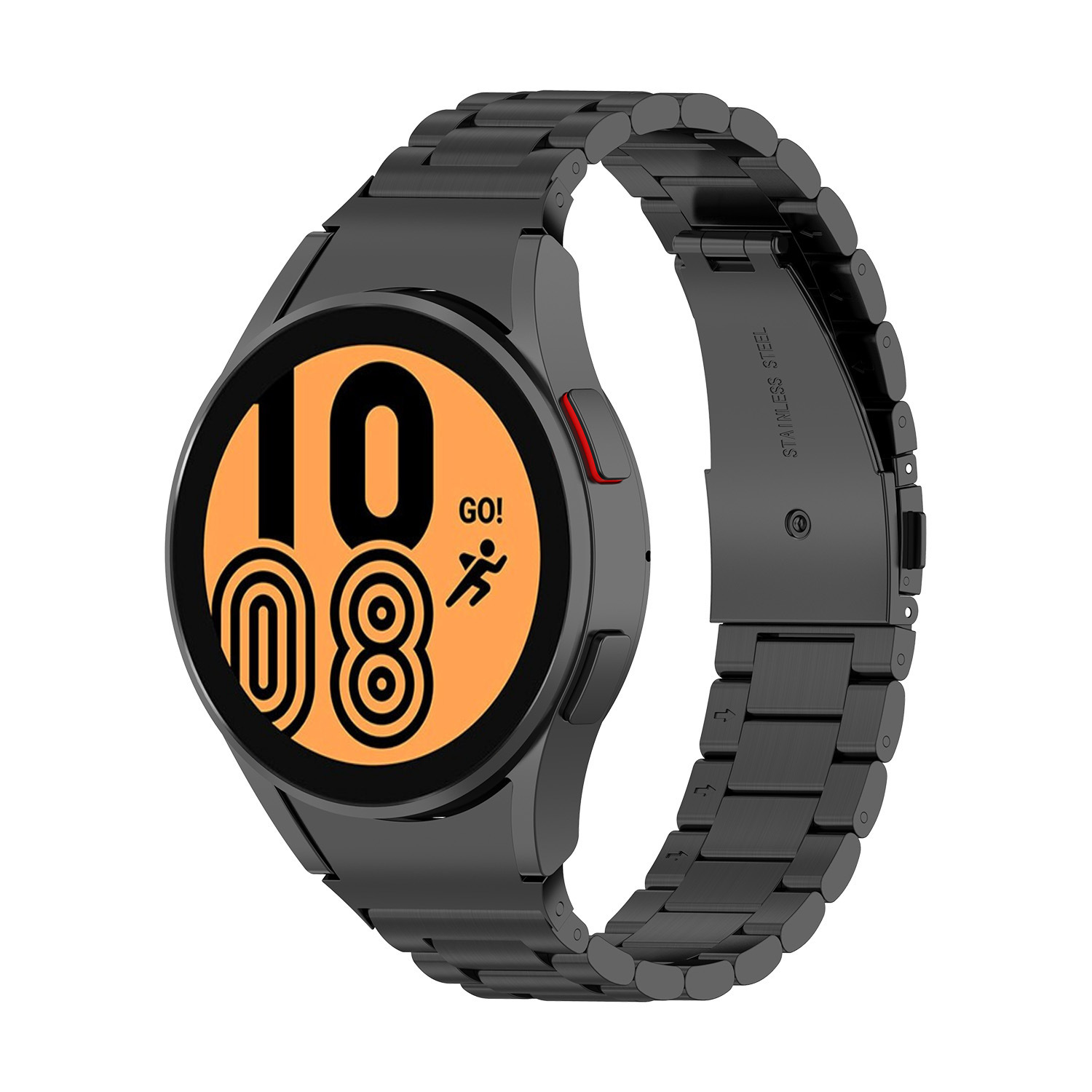 適用於Galaxy watch5/4三珠不鏽鋼錶帶 watch5 pro專用接口鋼帶