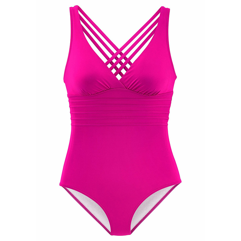 2022 swimsuit Amazon new solid color one-piece multi-rope cross backless European and American foreign trade swimsuit leopard print