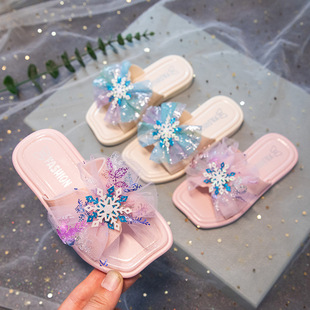 Girls' Slippers Outer Wear Summer New Fashionable All-match Ice and Snow Soft Bottom Princess Slippers Non-slip Comfortable Fairy Slippers