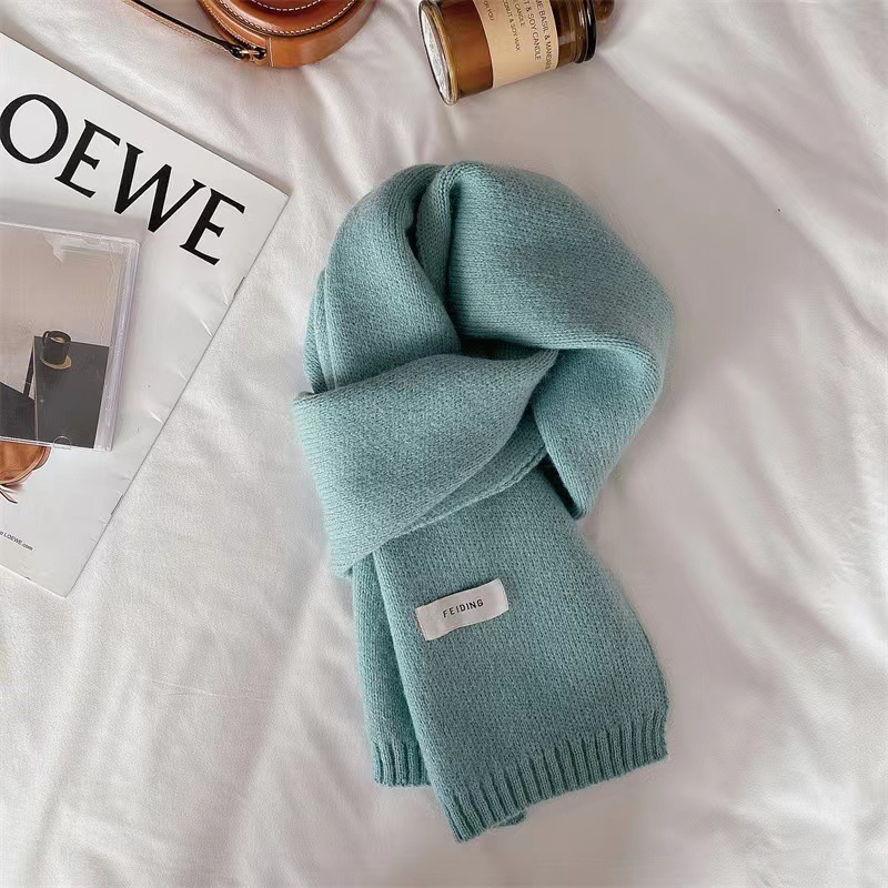 Women's scarf 2024 New Korean style winter ins style solid color knitted warm all-matching student winter small scarf men