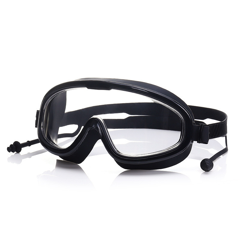 Children's Swimming Goggles Waterproof Anti-fog HD Men's and Women's Big Frame Adult Swimming Glasses Professional Training Diving Hat Set