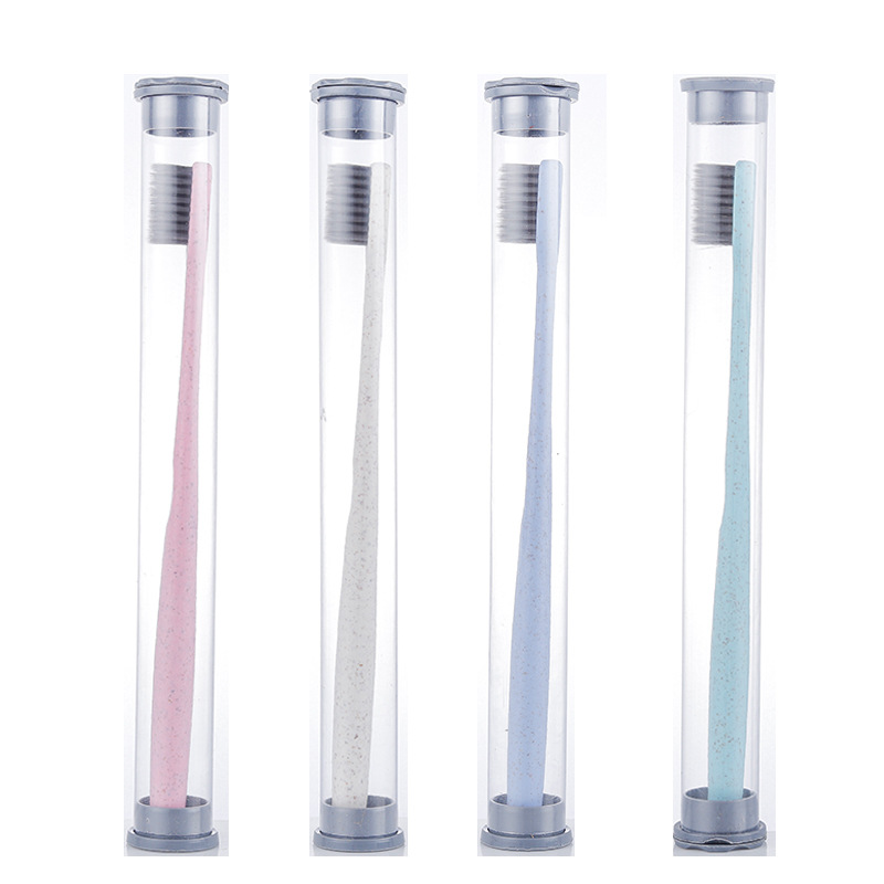 Portable Travel Wheat Straw Single Tube Bamboo Charcoal Toothbrush Home Daily Dental Hospital Soft Hair Toothbrush