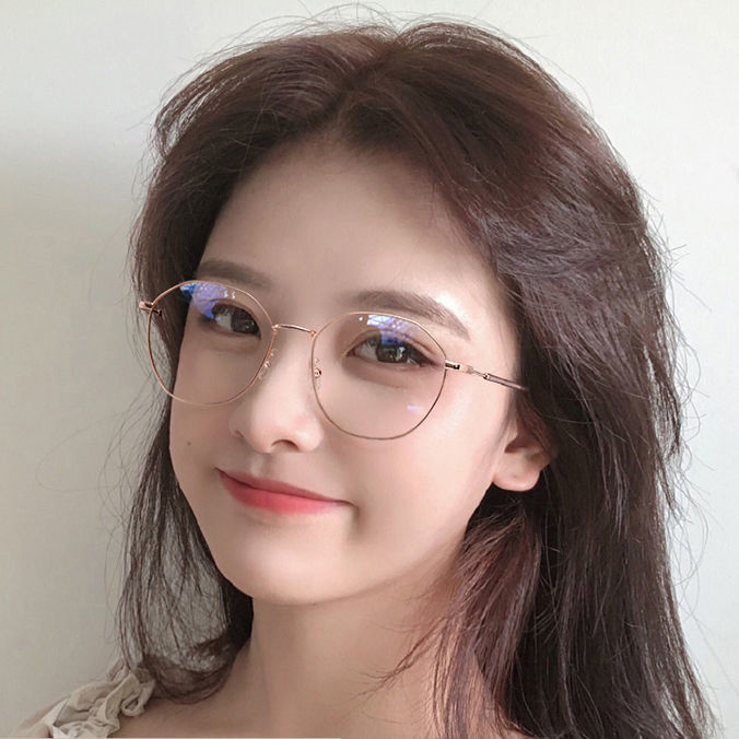 Glasses for female students Korean version of myopic degree without makeup artifact face small anti-blue light radiation flat light eye frame for men