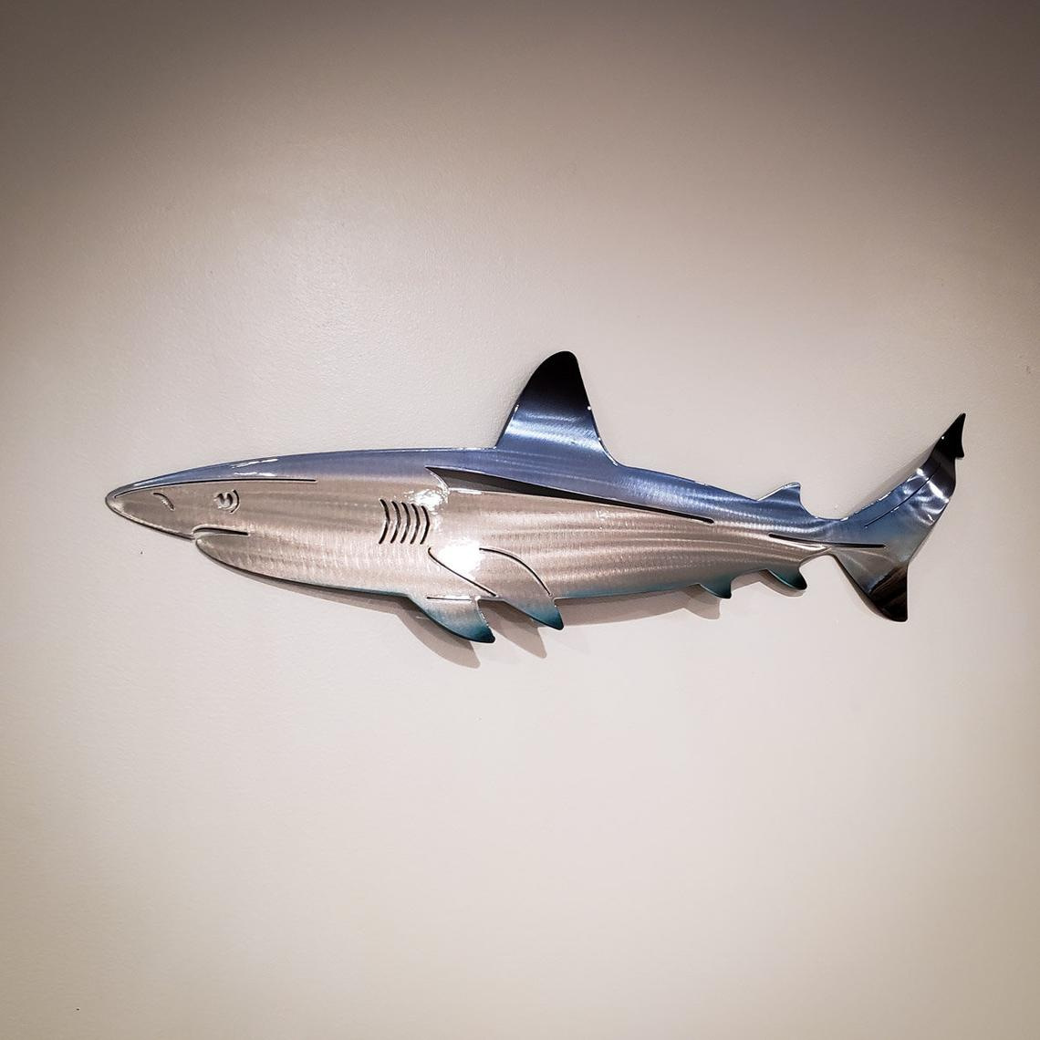 跨境Shark steel art decoration鲨鱼不锈钢艺装饰品壁挂装饰