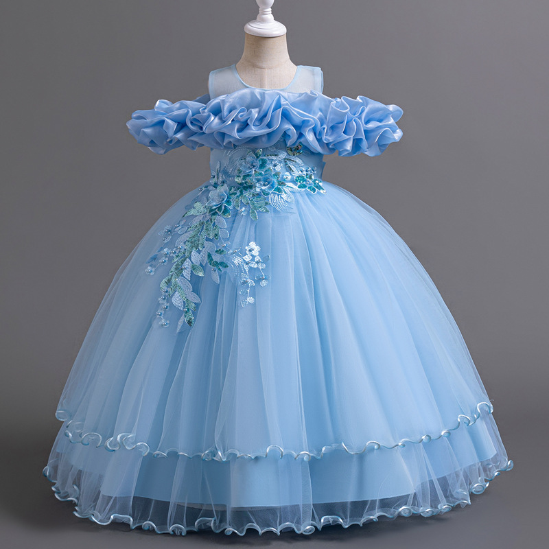 Flower children's dress 2024 new cross-border foreign trade children's wedding princess dress long girl dress wholesale