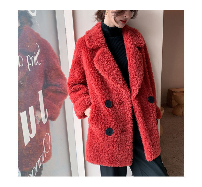 Winter mid-length fleece coat for women 2023 new suit collar lambswool fur integrated granular fleece coat_voghion.com