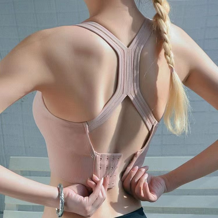 Cross-border plus size wireless shockproof sports underwear women's cross beauty back breasted adjustable yoga fitness bra