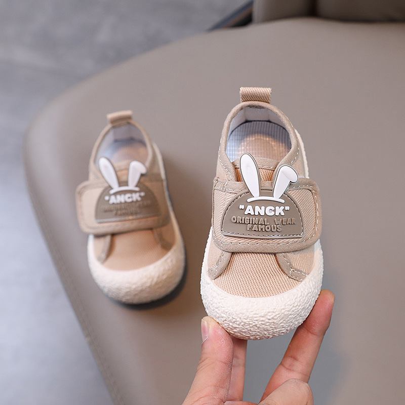 Solid soft bottom baby shoes cartoon canvas cute toddler shoes boys and girls breathable spring and autumn non-slip kindergarten Indoor