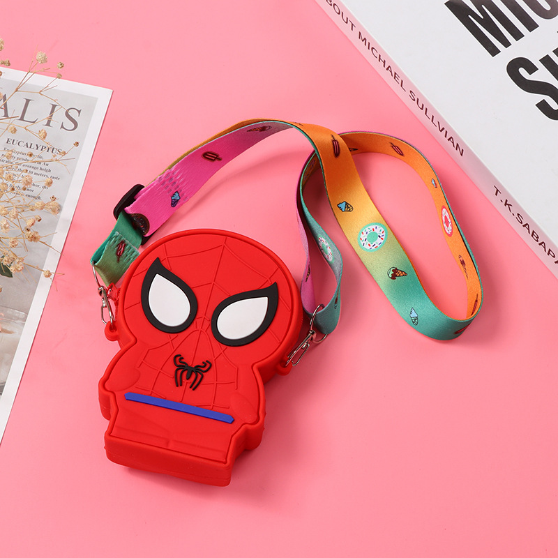 New Anime Series Cartoon Children Silicone Bag Iron Man Spider-Man Crossbody Bag Coin Purse