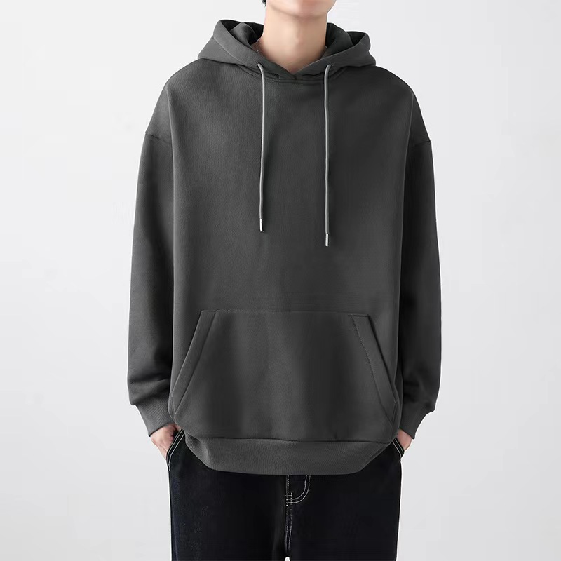 Autumn and Winter Hooded Sweatshirt Men's Fleece-lined Thickened Loose Jacket Hong Kong-style Trendy Solid Color All-match Student Couple Top