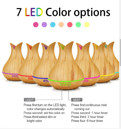 Creative petal humidifier wood grain 400ml aromatherapy machine wholesale aromatherapy machine home humidifier office