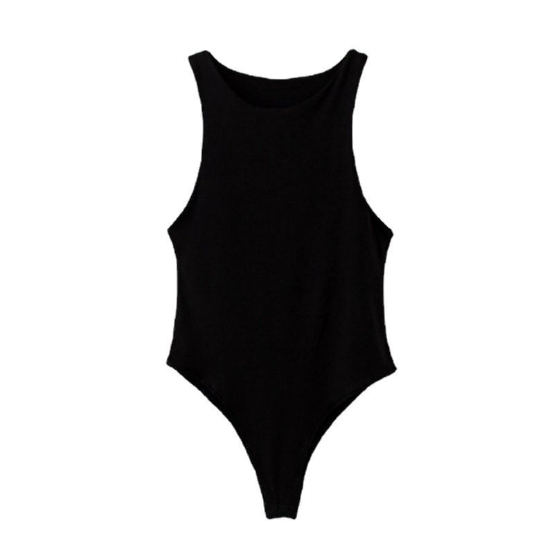 Spot wholesale European and American style explosive summer cross-border women's sexy strapless round neck solid color sleeveless base jumpsuit
