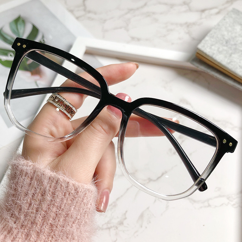 2024 new anti-blue light glasses women's korean-style oval plain large frame slimming frame glasses men's plain glasses