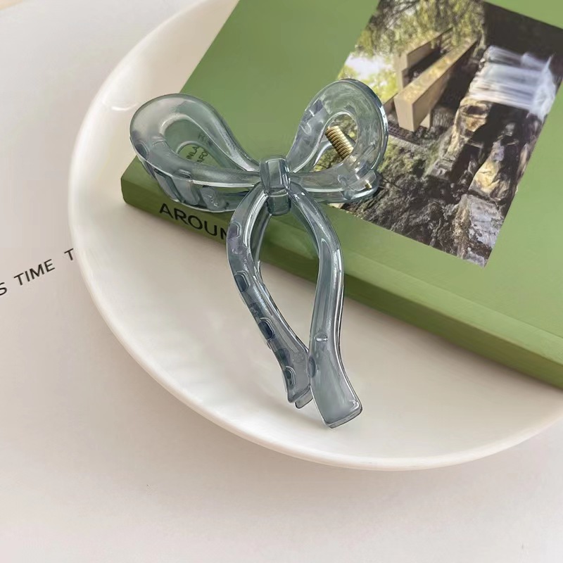 South Korea New elegant transparent small fresh jelly texture acrylic hairpin lady style bow plate hair grip_voghion.com