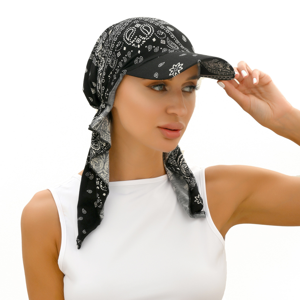 European and American fashion new spring and summer all-match bag turban flower cloth curved hat cross-border strap turban hat