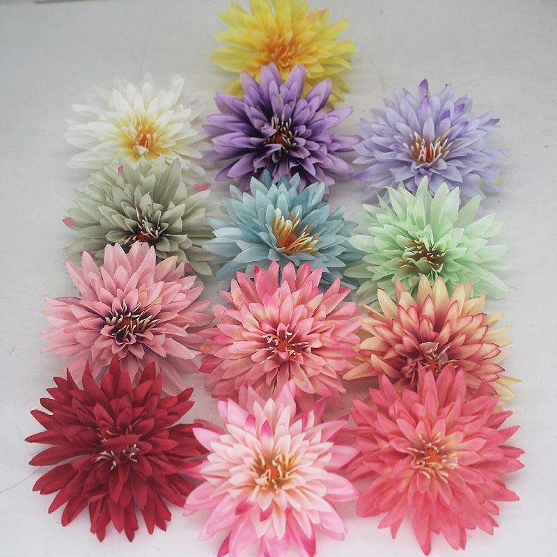 With flower core chrysanthemum head big simulation silk cloth flower DIY home decoration diy material 7.5cm simulation pine needle