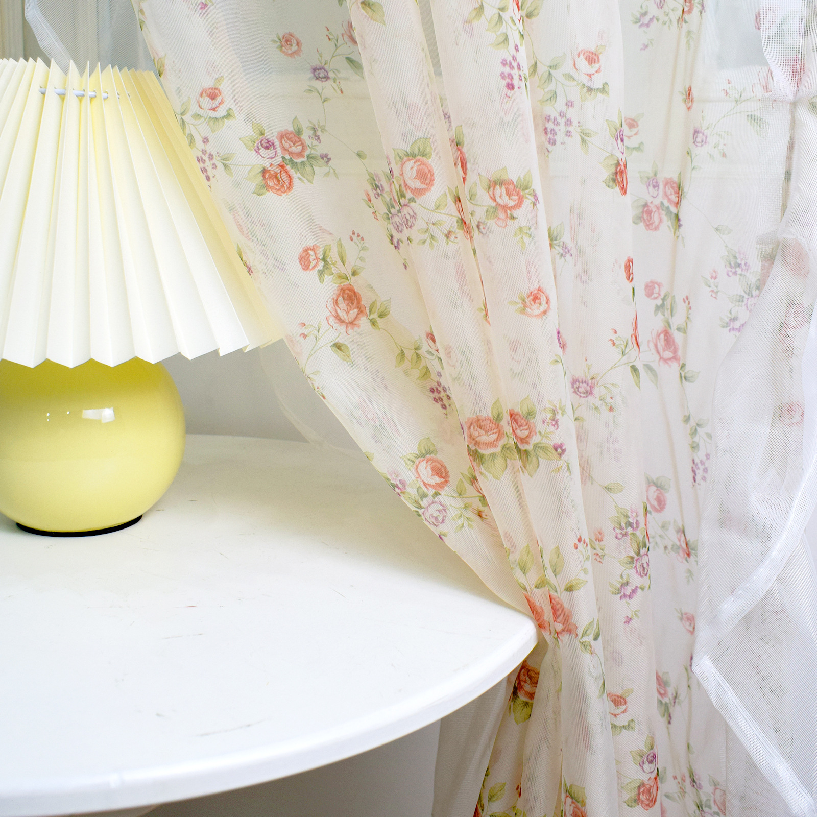 Cross-border generation hair small rose lace curtain decorative window screen farmhouse flowers rustic country pole pocket Amazon