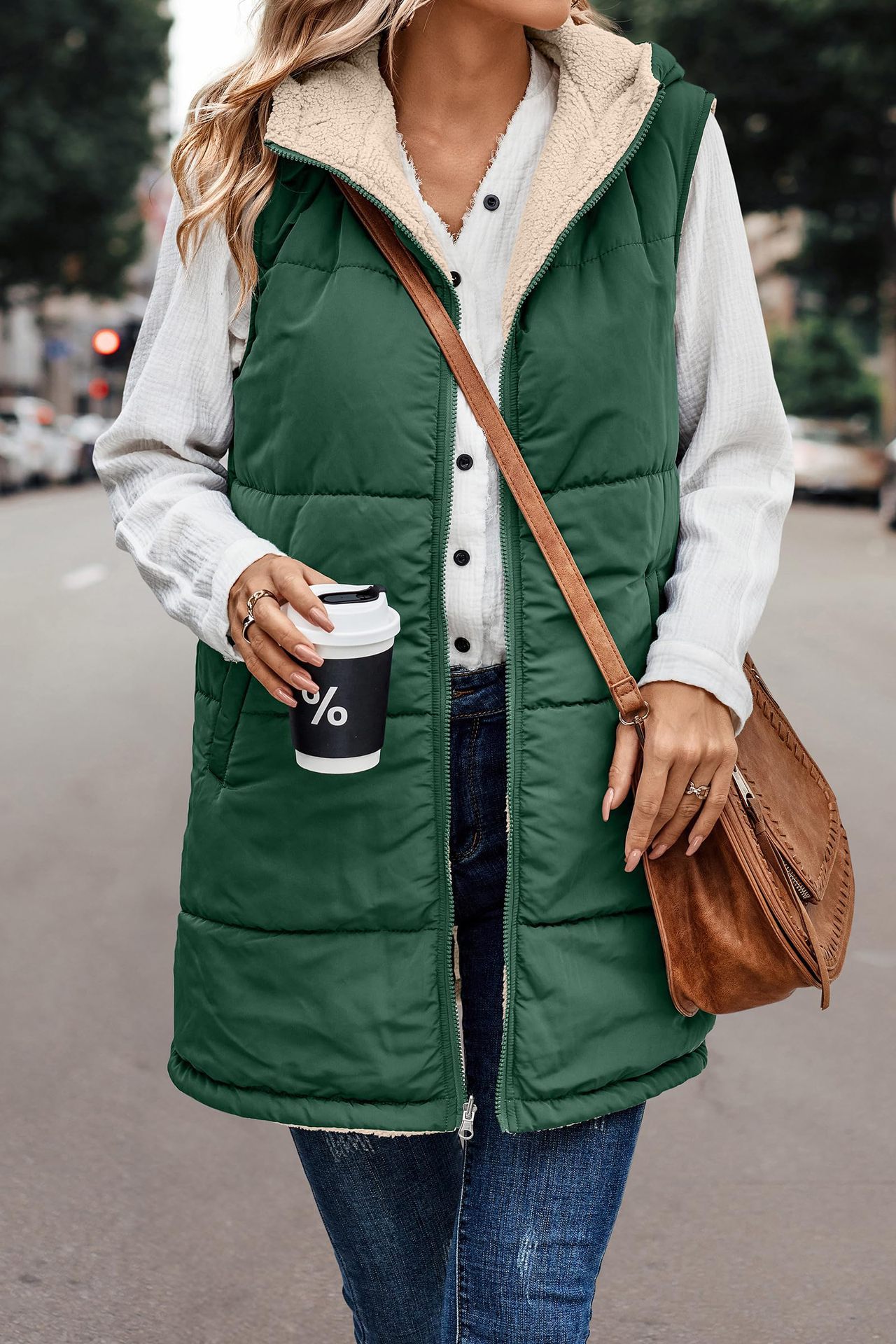 In stock 2023 new European and American solid color hooded cotton-padded vest double-sided warm cardigan windproof coat_voghion.com