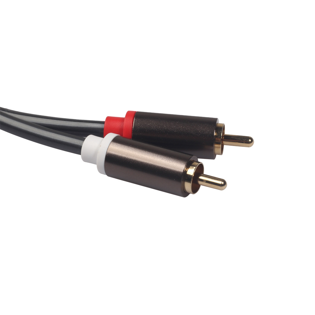 Spot supply 2RCA to double Kannon male audio line gun gray PVC wire microphone line 1.5/3 meters