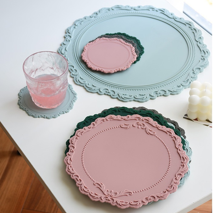 Estilo nórdico de silicona placemat estilo europeo ins Coaster inicio Internet celebridad en relieve encaje decorativo estera de aislamiento estera de mesa estera de la olla