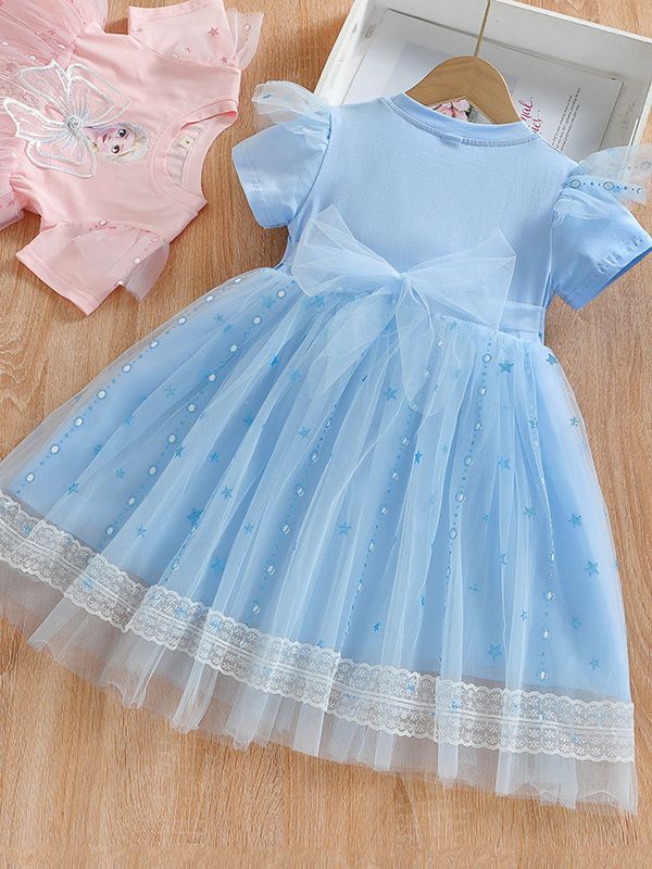 2025 Summer New Arrival dress Baby Girl's Short-Sleeved Tutu Veil Skirt Aisha Dress Girl's Princess Aisha Dress