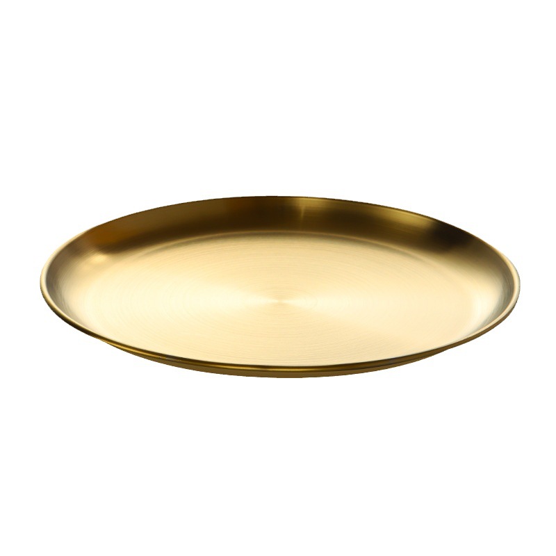304 Stainless Steel Disc Plate Korean Style Barbecue Plate Fruit Plate Cake Plate Bone Spitting Plate Vintage Tray Tableware