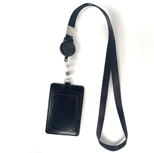 Work ID Set Easy Pull Buckle Telescopic Buckle Brand Access Card Set with Lanyard Easy Pull Buckle Work Card Staff badge
