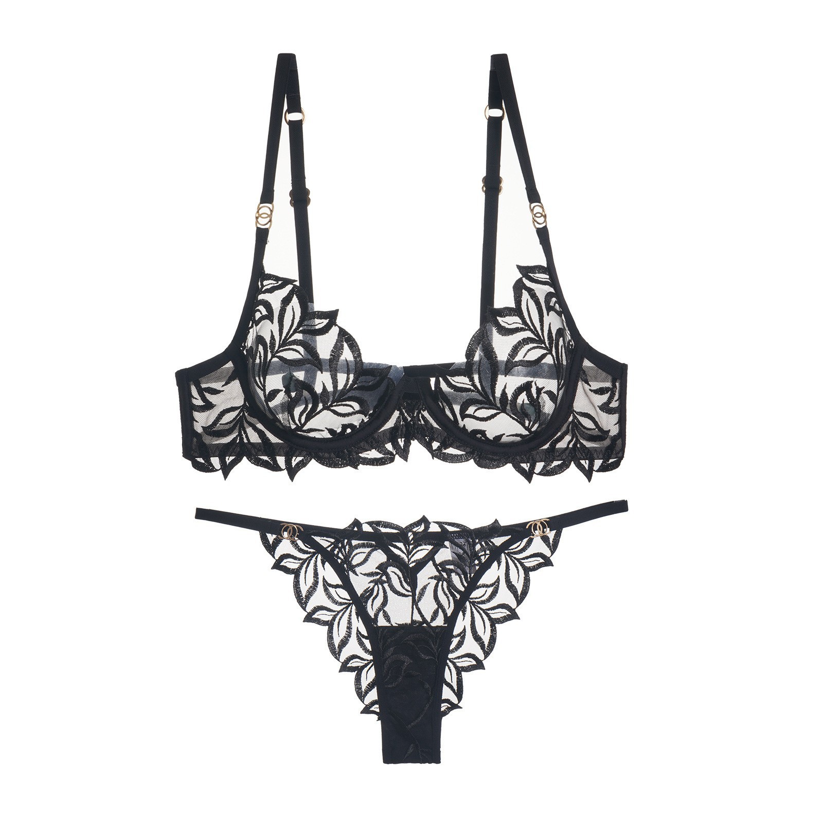 French style underwear women's sexy sexy embroidered lace bra underwear suit big chest small anti-sagging underwear bra