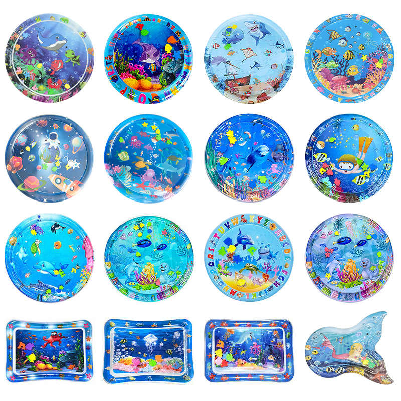 Cross-border CE certification CPC cartoon environmental protection thick large PVC baby crawling training baby inflatable pat water mat