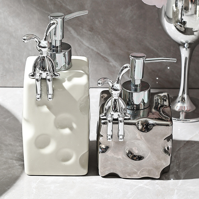 Light Luxury Ceramic Hand Sanitizer Bottle High-end Toilet Hotel Internet Celebrity Body Soap Bottle Press Bottle