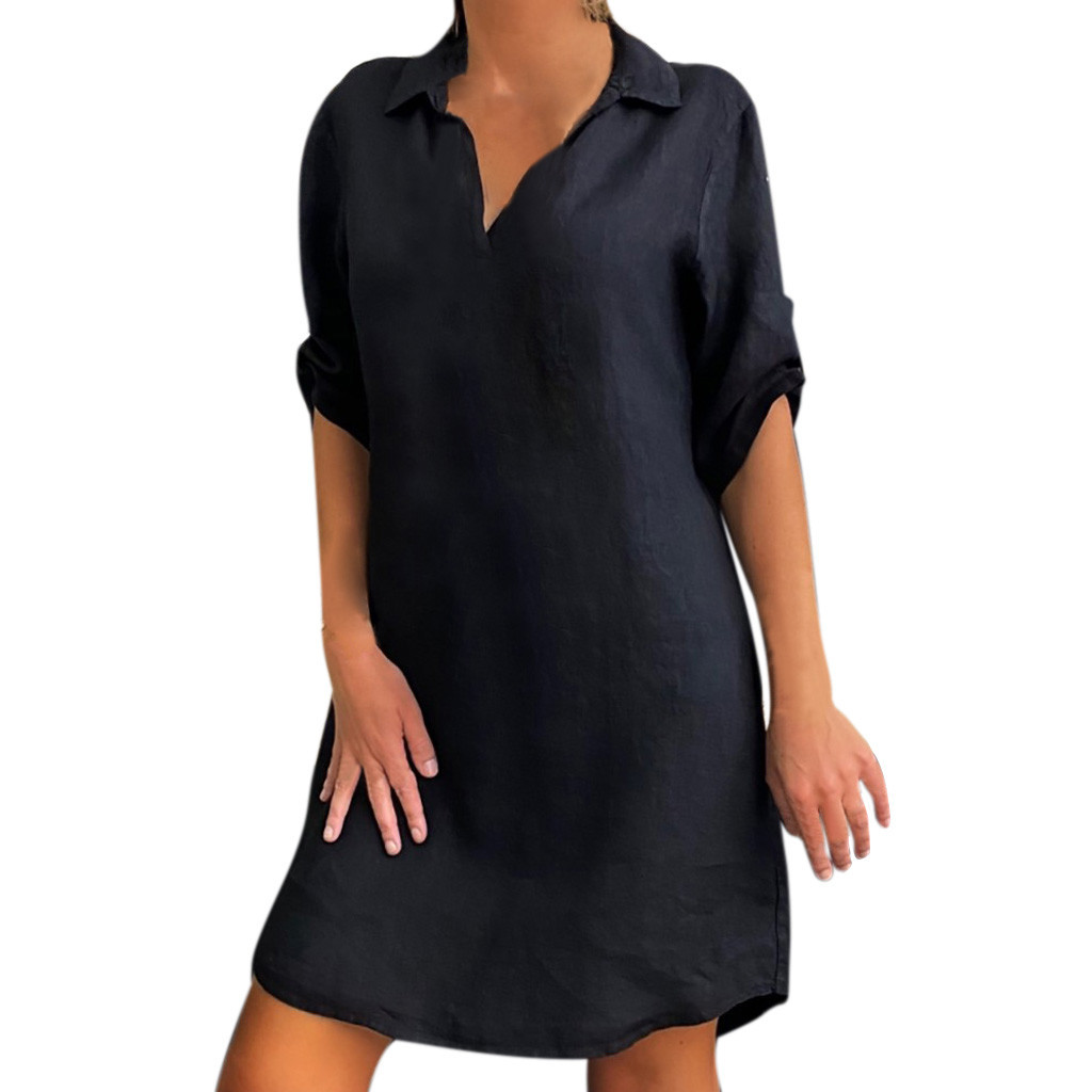 Spring 2023 Amazon AliExpress European and American New Nordic style short-sleeved shirt dress shirt for women