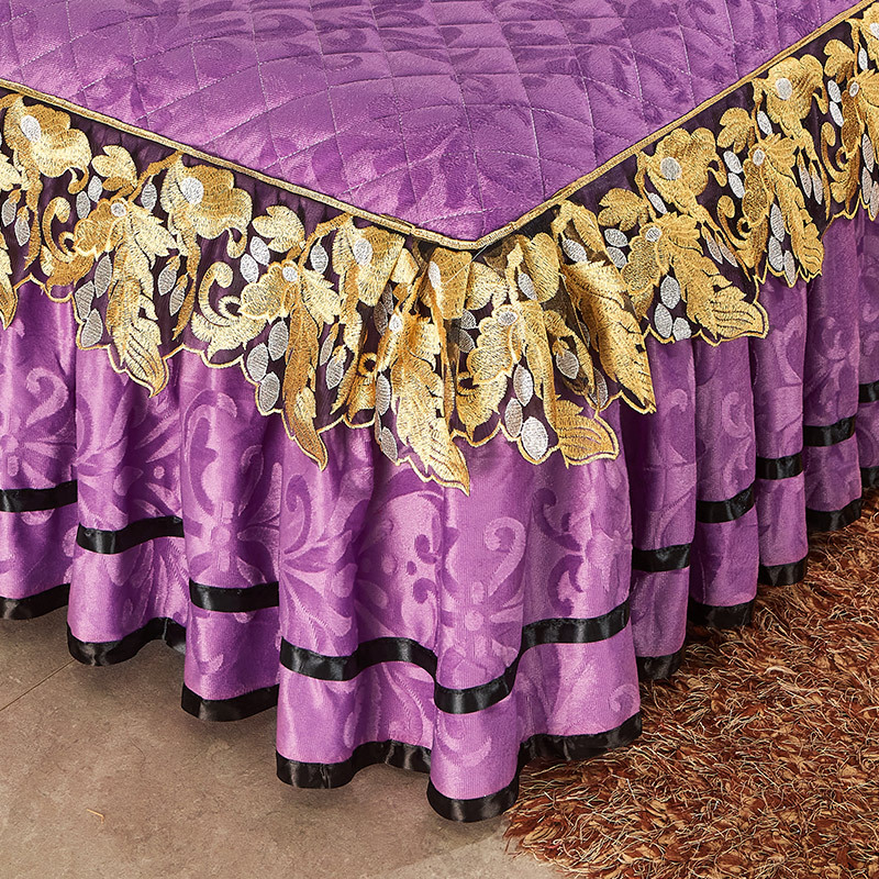 Velvet Simmons Bedspread Single Piece Cotton Thickened Crystal Velvet Bed Skirt Anti-slip Bed Cover Dust Cover 1.8 M