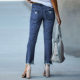 2021 Amazon wish cross-border independent station new women's tight solid color white-on denim ripped jeans
