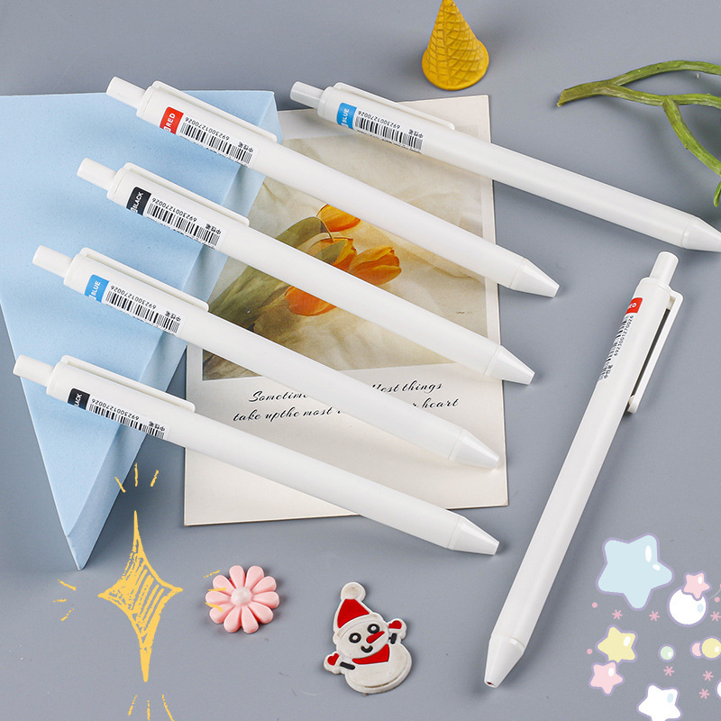 Brush small white pen ST head quick-drying press pen simple press sign pen student stationery gel pen black red blue