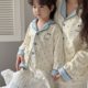 Size 24 New Parent-Child Long-Sleeved Home Clothes suit Cotton Lapel Pajamas Two-Piece Set for Boys and Girls