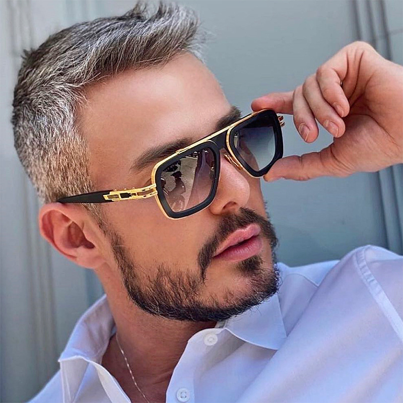 KAJILA European and American retro box sunglasses men's fashionable Steampunk Sunglasses men's high-grade ins cross-border