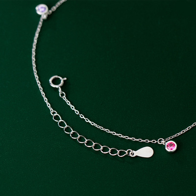 Anklet Small Fresh Summer Simple Round Color Diamond Fashion Personalized Foot Jewelry for Women