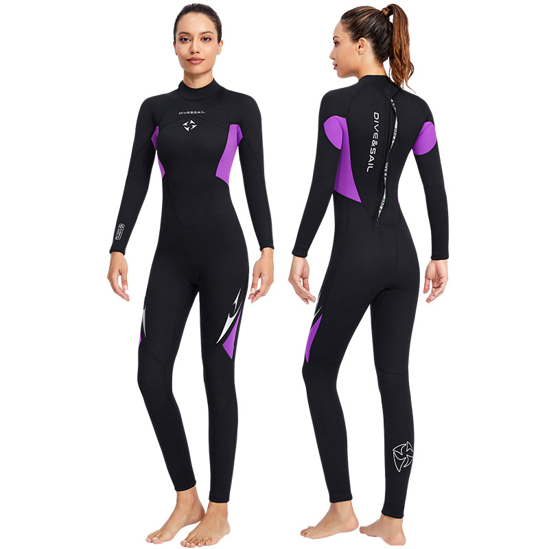 DIVE & SAIL diving suit 3MM men's padded warm diving suit women's one-piece jellyfish suit deep diving surfing winter bathing suit