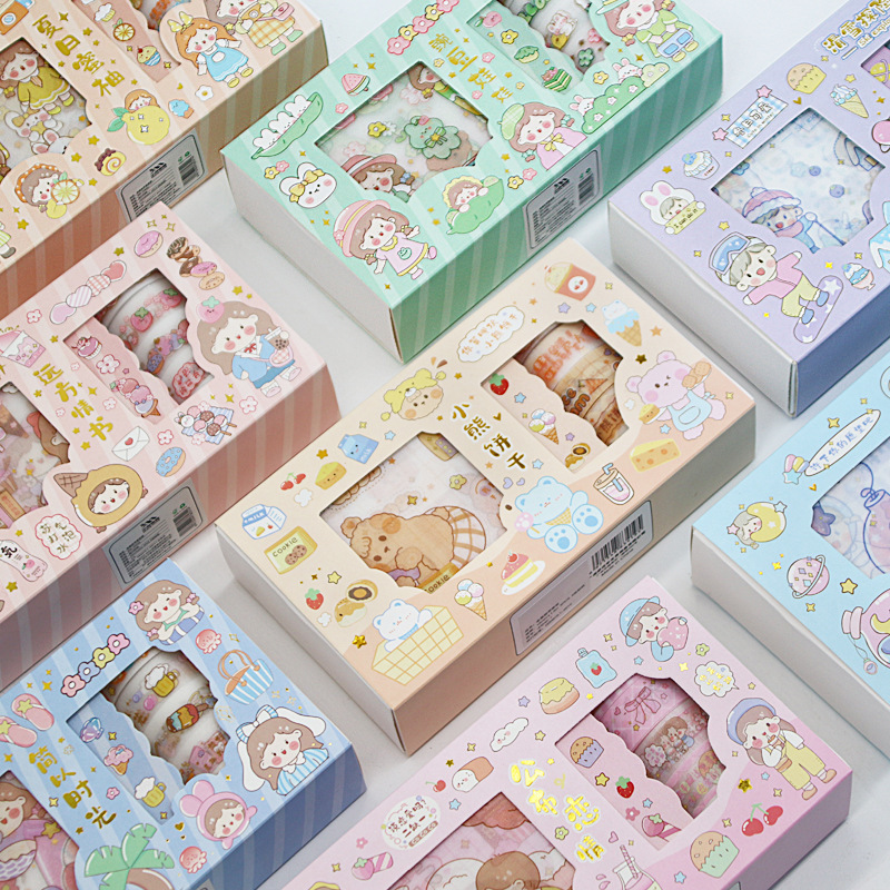Handbook Tape Gift Set Cute Fresh Girl Heart Student Handbook Sticker Diary DIY Decorative Material