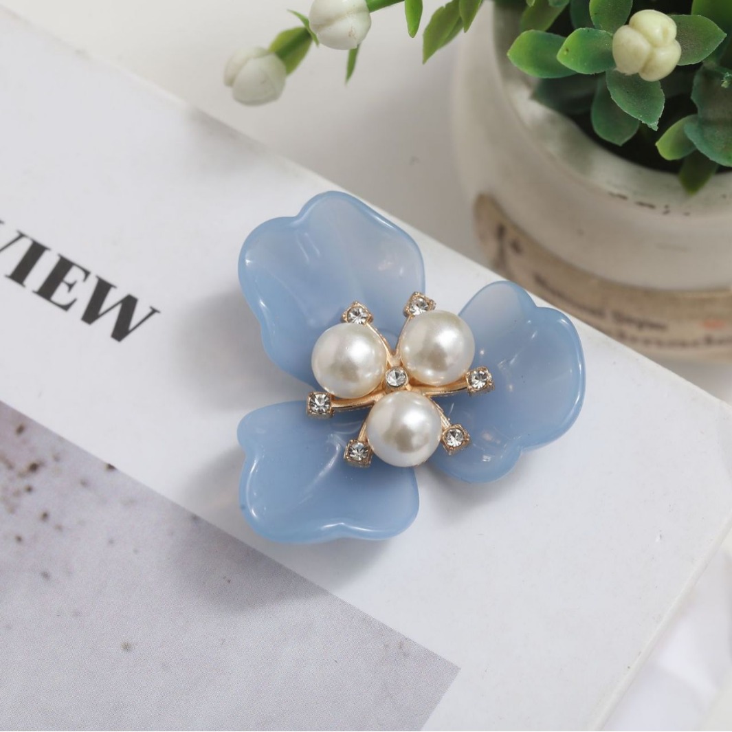 Decorative accessories imitation Shell Pearl hair accessories three pearl flower heart accessories jelly color resin flower plate diy jewelry