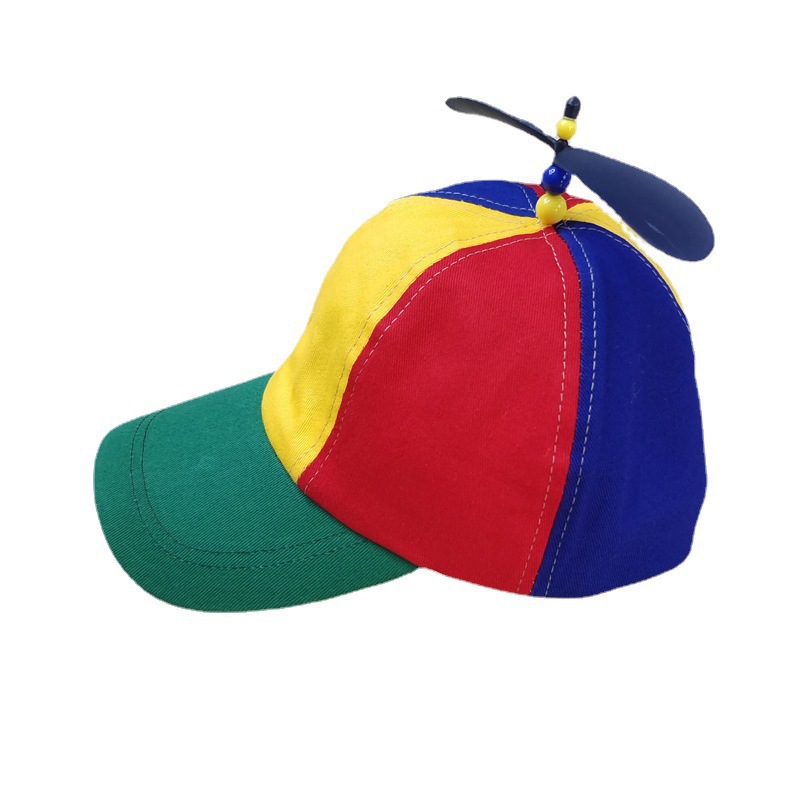 Cross-border Propeller Baseball Cap Family Color-blocked Bamboo Dragonfly Peaked Cap Kidsren's Cartoon Cute Sun Protection Visor